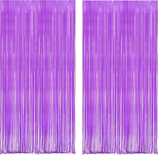 Tinsel Photo Backdrop Curtains - 2Pcs 3.2x8.2ft Pastel