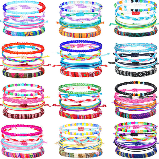 Remerry 48 Pieces Handmade Friendship Bracelets Bulk Boho Adjustable