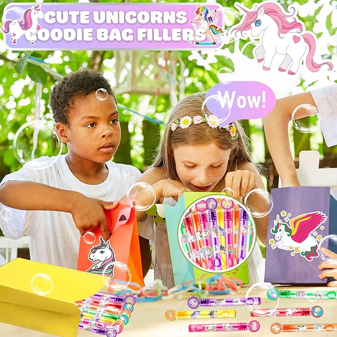Cute Unicorns Party Favors for Kids 24PCS Magical Mini Bubble Wands