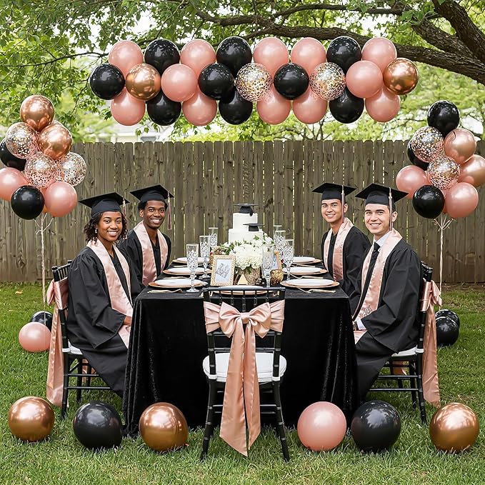 Black and Rose Gold Balloons, 60pcs 12Inch Black and Dusty Pink