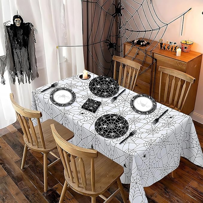 96 Pieces Halloween Tableware Set Spider Web Themed Disposable Party