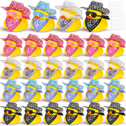 Hanaive 24 Sets Cowboy Rubber Duck Light up Mini Holographic Space