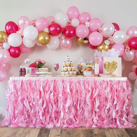 Bluekate Pink Tutu Table Skirt. 6ft Table Skirt with Double Layer