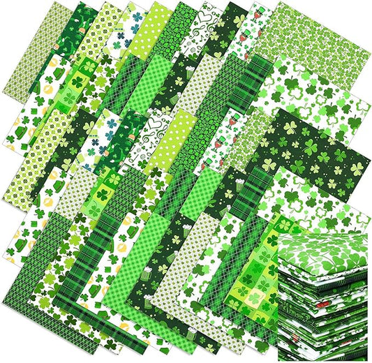 100 Pcs 10 x 10 Inch St Patrick's Day Fabric Squares Bundles Irish