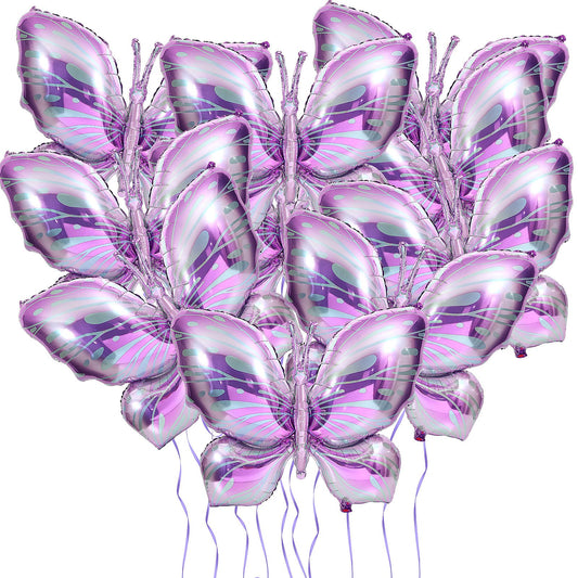 NOVWANG Butterfly Balloons - 10 Pcs 40 Inch Purple Pink Foil Mylar