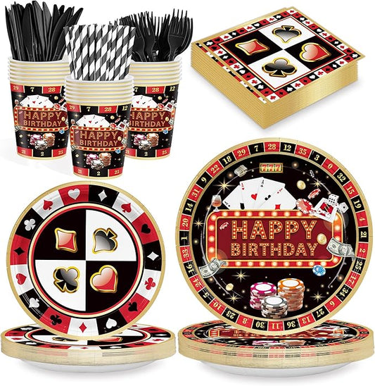 168PCS Casino Party Supplies for Girls Boys Kids Las Vegas Themed
