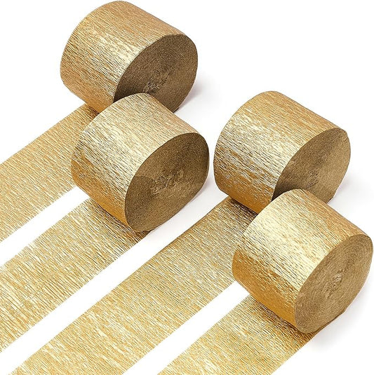 Gold Crepe Paper Streamers 4pcs 328ft Pack of Gold Crepe