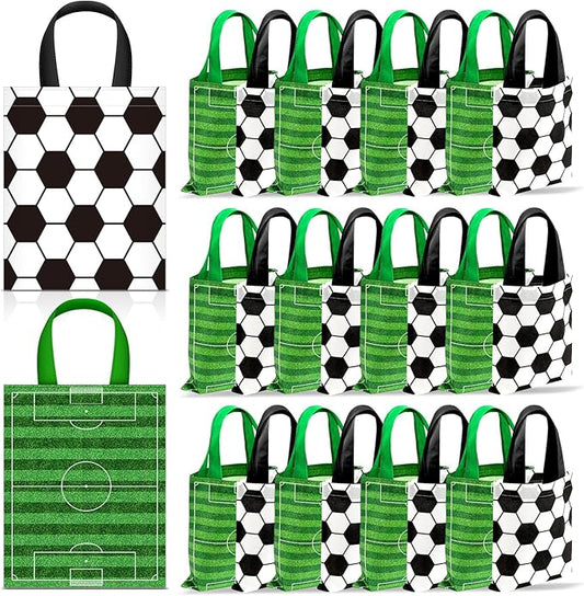24 Pcs Soccer Party Favors Bags with Handles Reusable Non woven