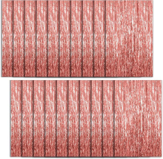 20 Pack Foil Curtain Backdrop Rose Gold Metallic Tinsel Foil Fringe
