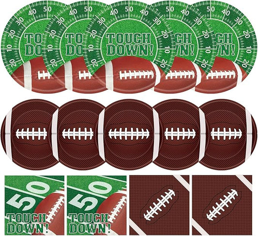 96 Pcs Football Party Supplies Kit Football Plates and Napkins Sets