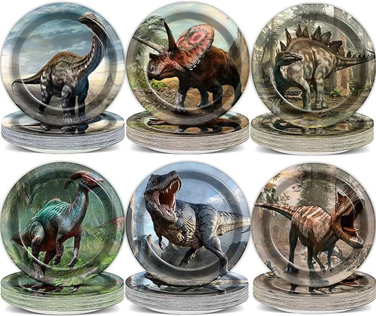 72PCS Dinosaur Birthday Plates Dinosaur Party Supplies Dino World
