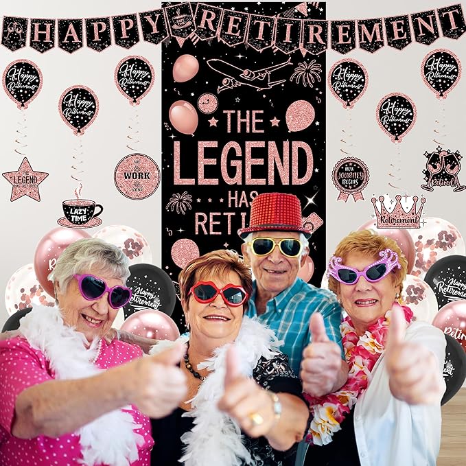 Retirement Party Decorations Women Blue and Pink Happy Retirement