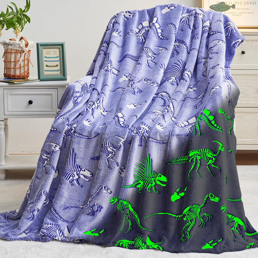 inhand Dinosaur Blanket for Kids Glow in the Dark Blanket Christmas