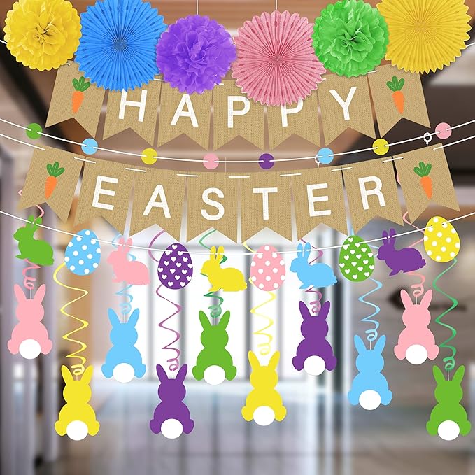Easter Bunny Party Decorations Set for Home Happy Easter Banner