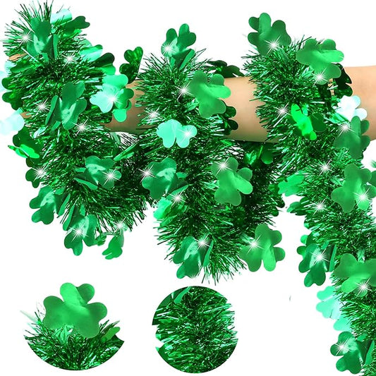 50 FT St Patricks Day Decorations Shamrock Garland Decor Green