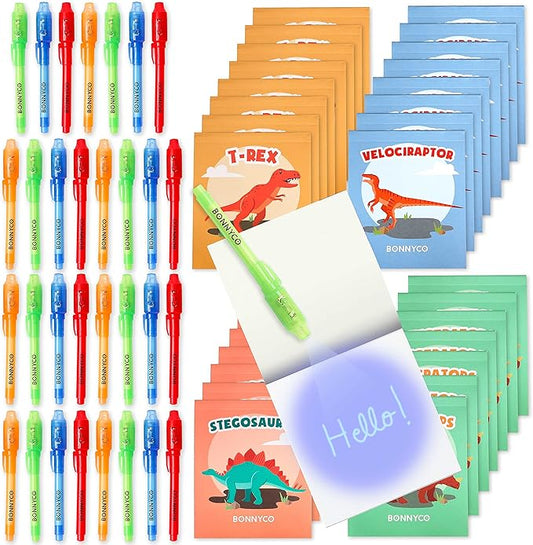 Invisible Ink Pen and Notebook Pack 32 Dinosaur Party Favors for