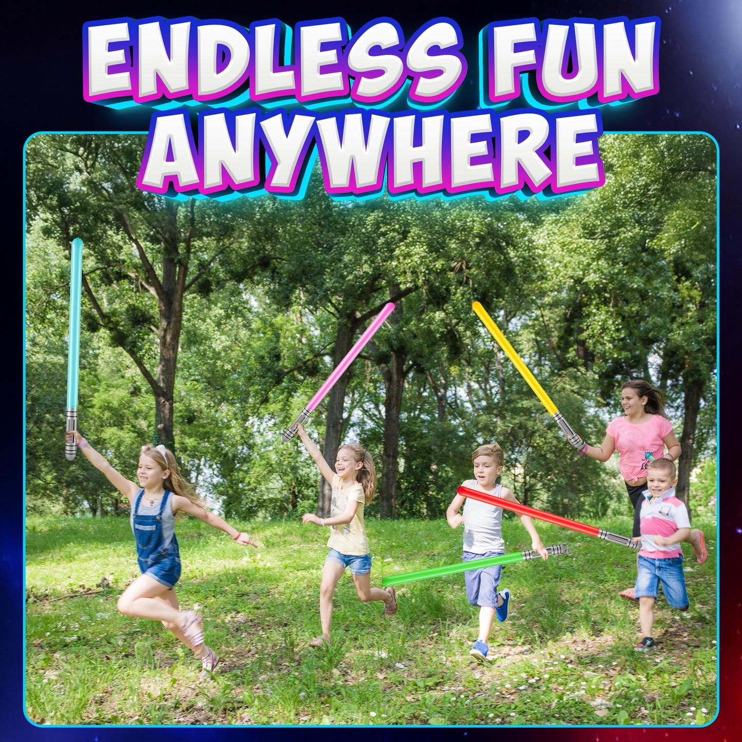 Bedwina Inflatable Light Sabers for Kids - (Pack of 12) 35-inch Neon