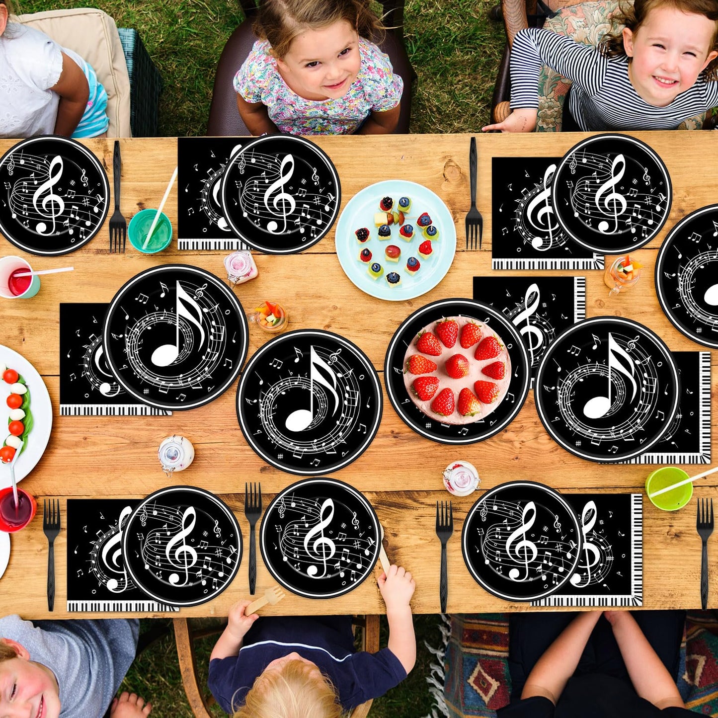 96PCS Musical Note Party Paper Plates and Napkins Music Themed