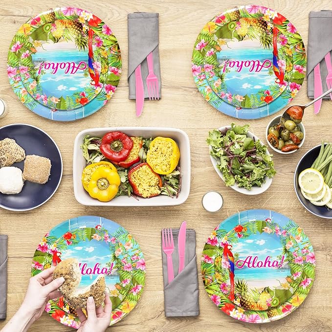 175 Pcs Aloha Tropical Flamingo Party Supplies Set Serves 25