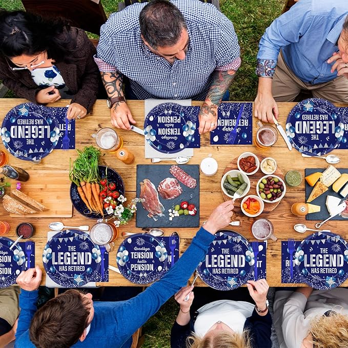 100PCS Retirement Party Supplies The Legend Has Retired Paper Plates