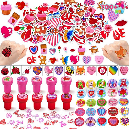 700+ Pcs Valentines Day Stickers Stampers & Tattoos Party Favor