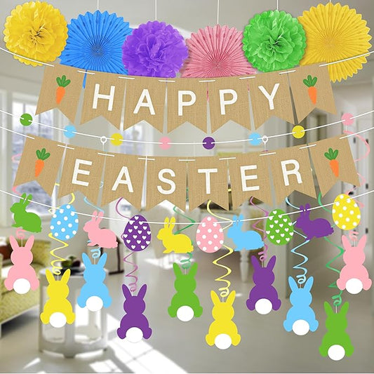 Easter Bunny Party Decorations Set for Home Happy Easter Banner