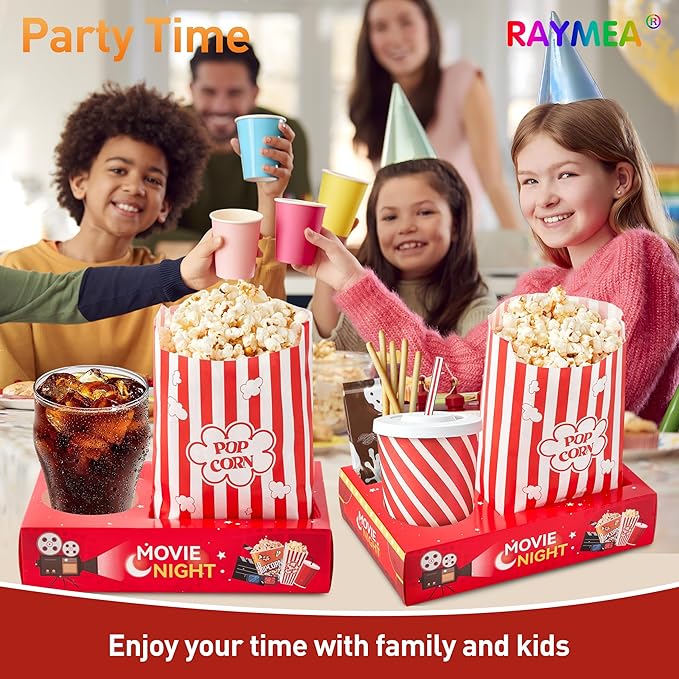 24Pcs Movie Night Supplies Disposable Paper Movie Snack Trays 12ct