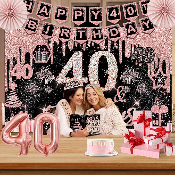 40th Birthday Decorations for Women 32PCS 40th Birthday Party