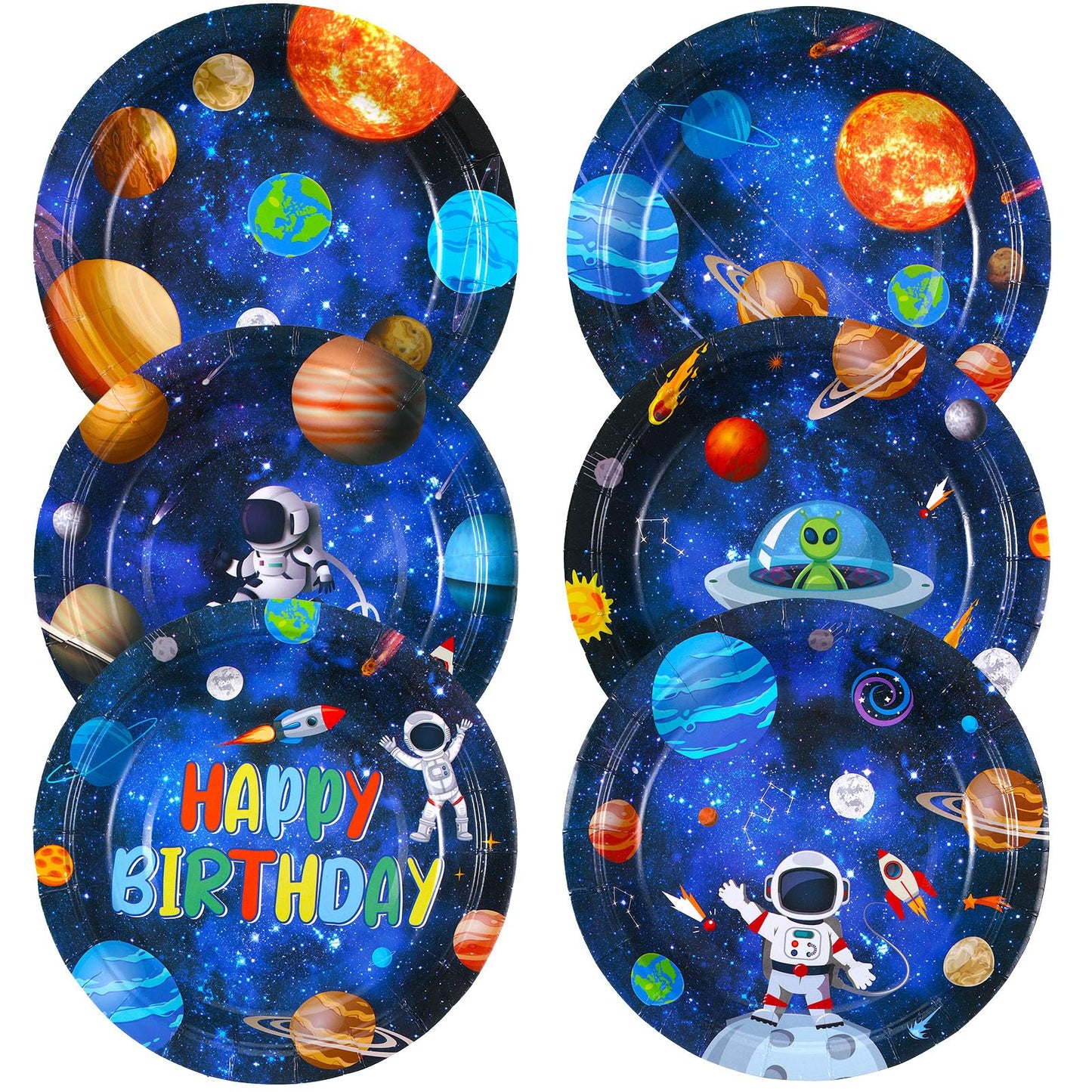 60 Pcs Outer Space Birthday Party Supplies 7 Inch Solar