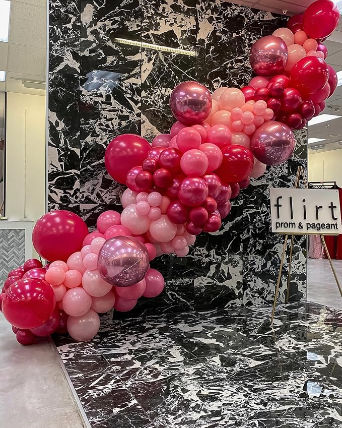 Pink Balloons Arch Kit, 160Pcs Hot Pink Balloon Garland Kit Metallic