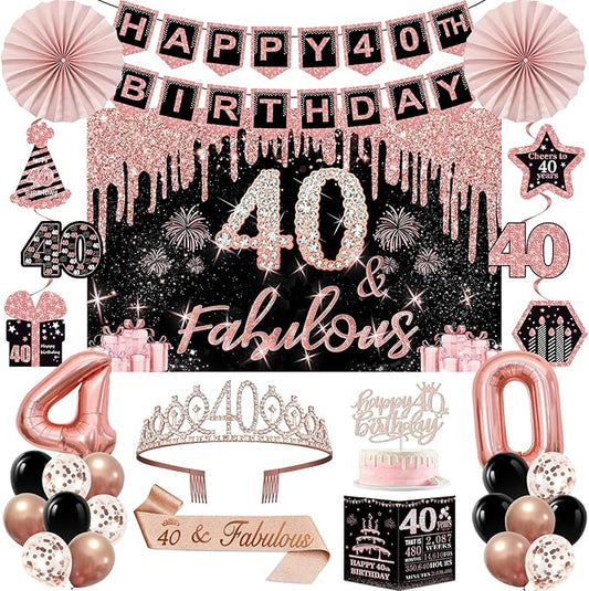 40th Birthday Decorations for Women 32PCS 40th Birthday Party