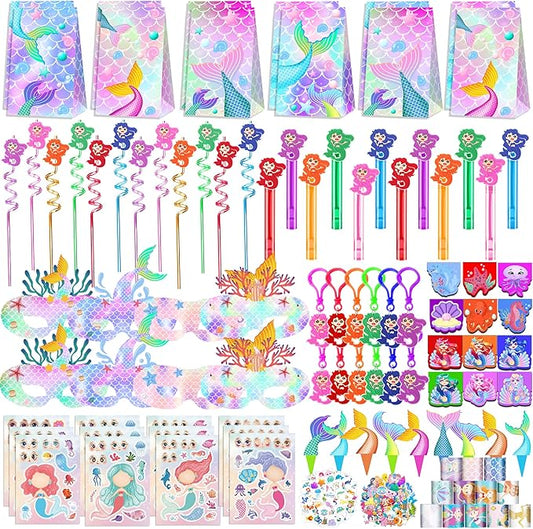 320PCS Mermaid Party Favors Birthday Decorations Supplies Kit with