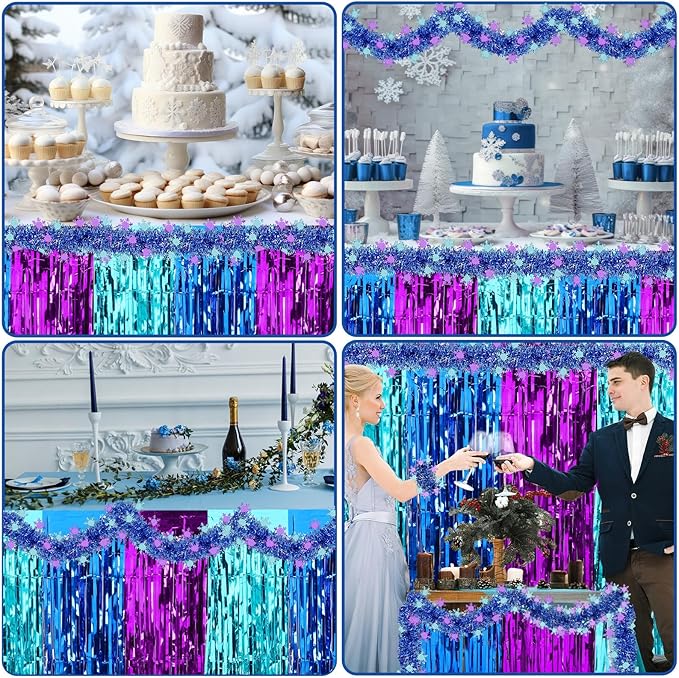 4 Pack Winter Princess Birthday Party Decorations 108 x30in Blue and