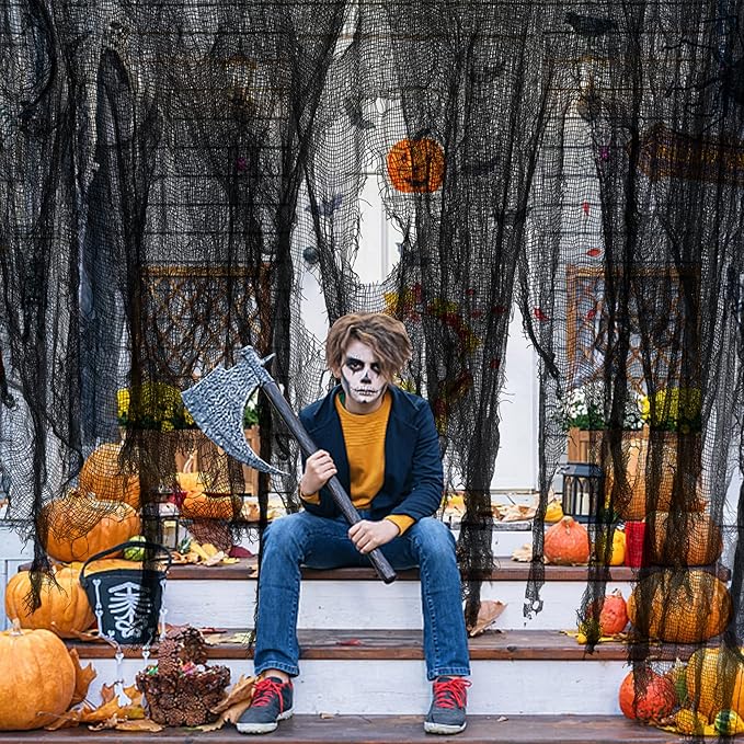196 x 39 Inch Halloween Spooky Cloth Large Black Scary Creepy Gauze