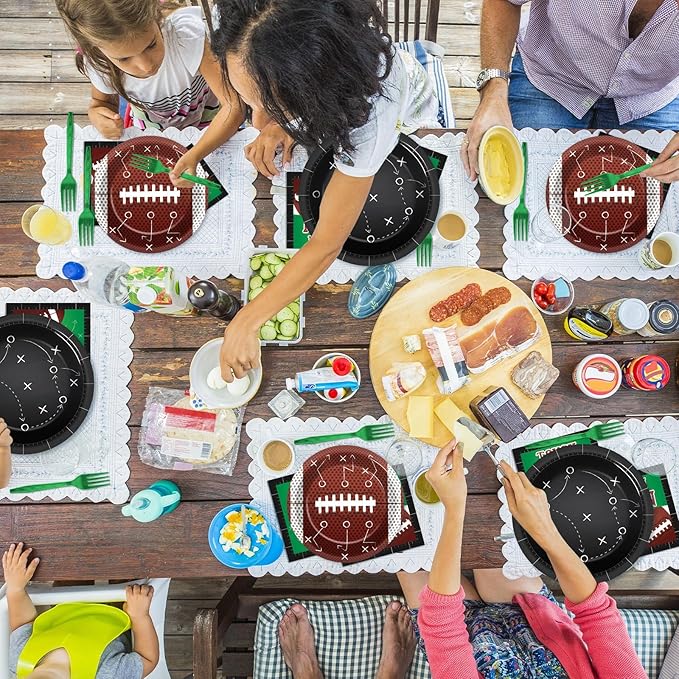 96 PCS Football Party Tableware Sets Touch Down Themed Sports