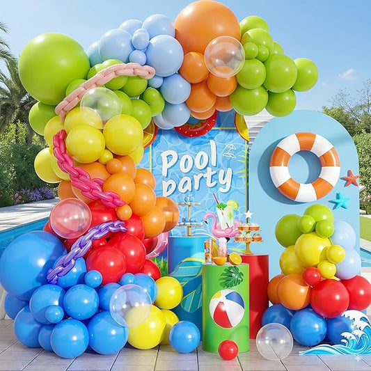 Neon Balloons Arch Garland Kit 138PCS Rainbow Pool Party Balloon