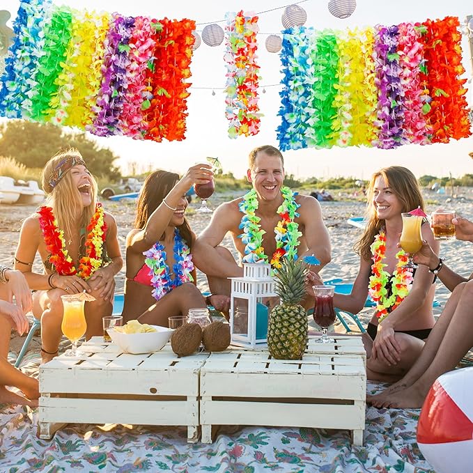 50pcs Hawaiian Leis Decorations, Hawaiian Leis Bulk Flower Necklaces