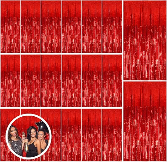 20 Pack Red Streamers Party Backdrop Christmas Decorations Foil