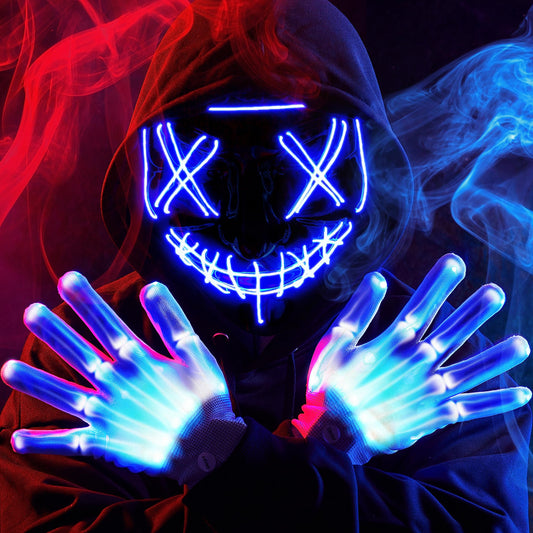 JOYIN Halloween Led Mask, Light Up Mask and Gloves for Cosplay Costume
