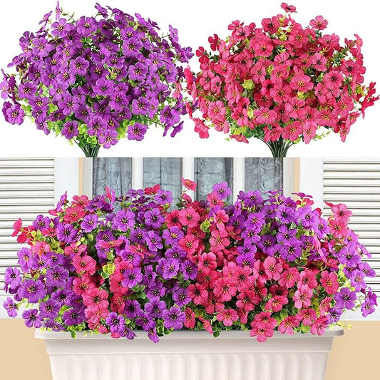 AmyHomie 16 Bundles Artificial Flowers for Outdoor Outside Spring