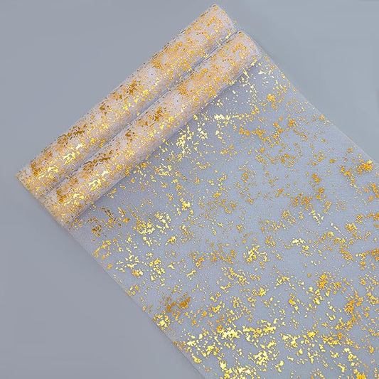 2 Pcs Gold Table Runner Roll, Sheer Gauze Chiffon Tulle