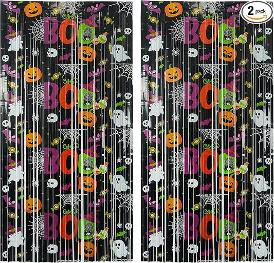 Boo Theme Streamers Party Backdrop GREATRIL Halloween Decorations