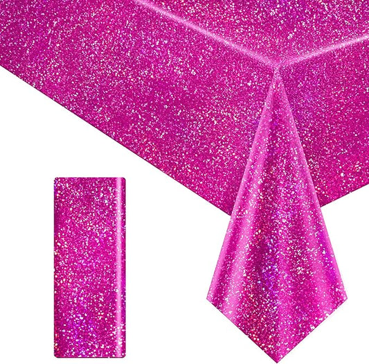 Just Shimmer 1 Pcs Fuchsia Hot Pink Holographic Tablecloths 40" x