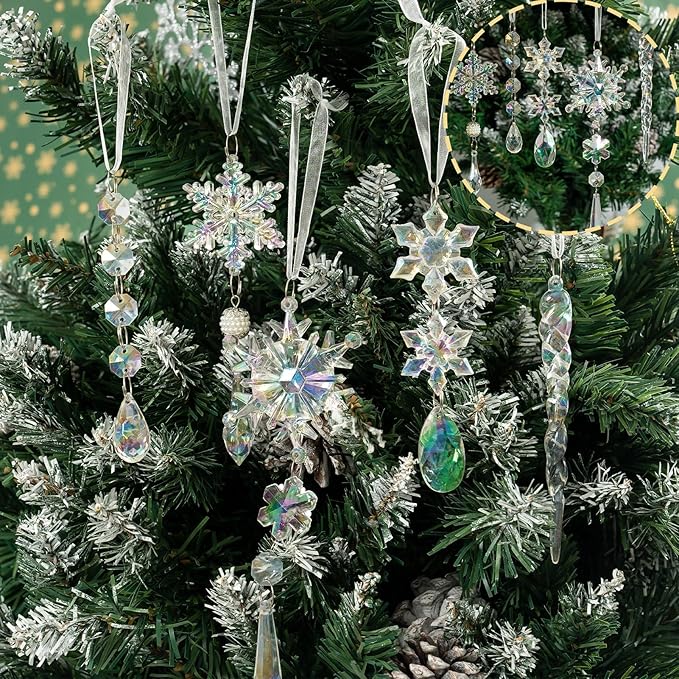32pcs Christmas Decoration Crystal Ornaments - Iridescent Christmas