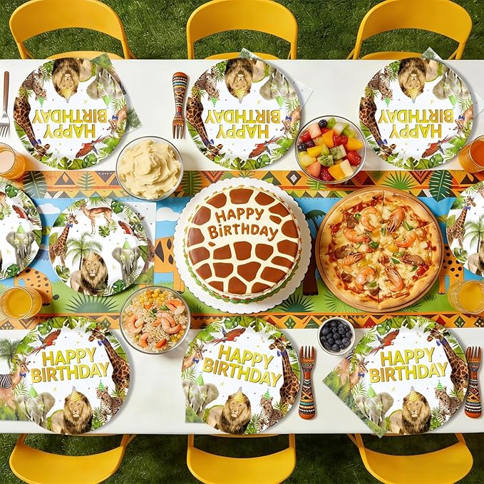 96Pcs African Safari Birthday Party Decorations Supplies Jungle