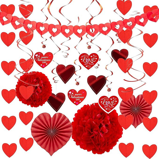 27 Pieces Valentines Day Swirl String Cutout Decoration Kit with