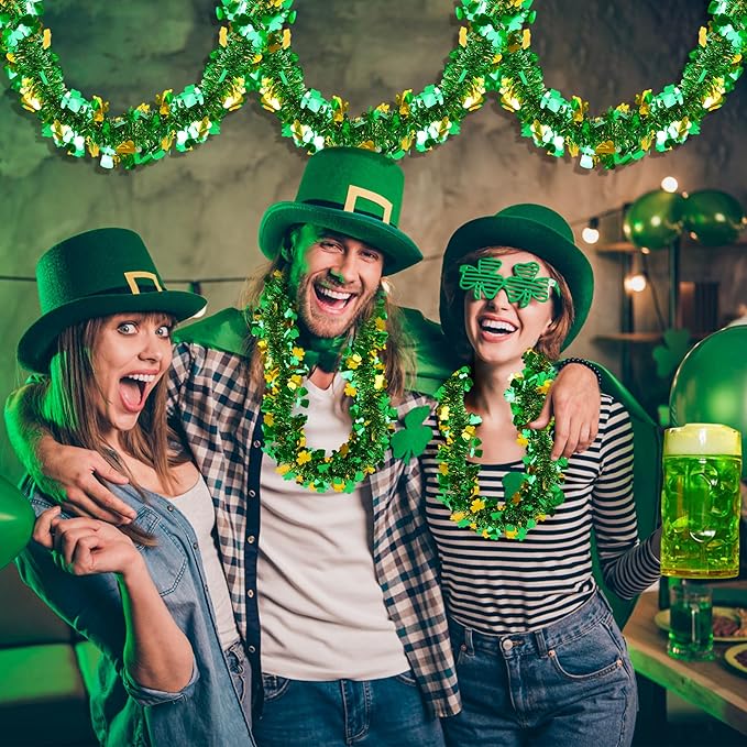 50 FT St Patricks Day Decorations Shamrock Garland Decor Green Gold