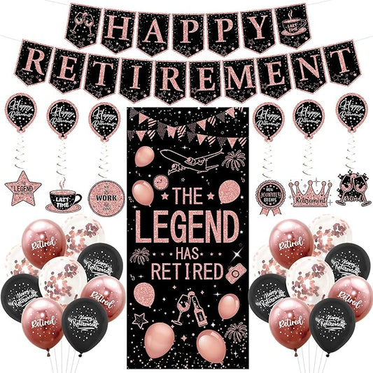 Retirement Party Decorations Women Blue and Pink Happy Retirement