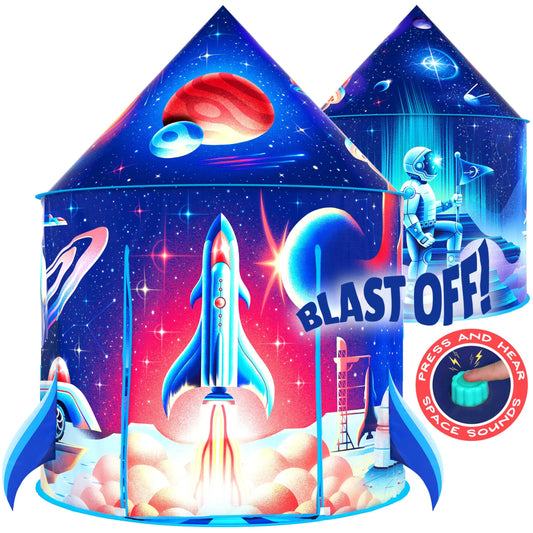 W&O Rocket Ship Play Tent with Blast Off Button - Ultimate Spaceship
