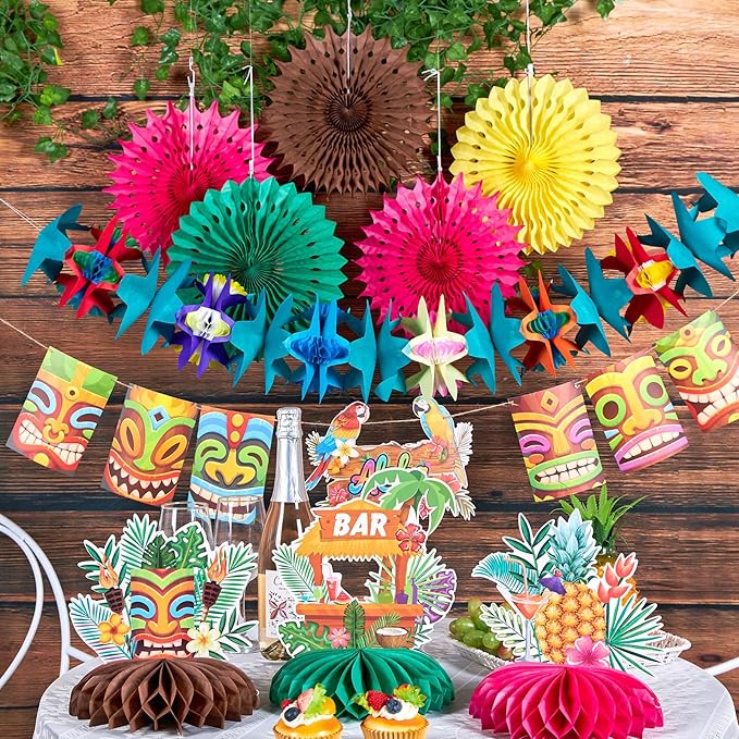 Hawaiian Luau Party Decorations Tropical Beach Aloha Palm Leaves